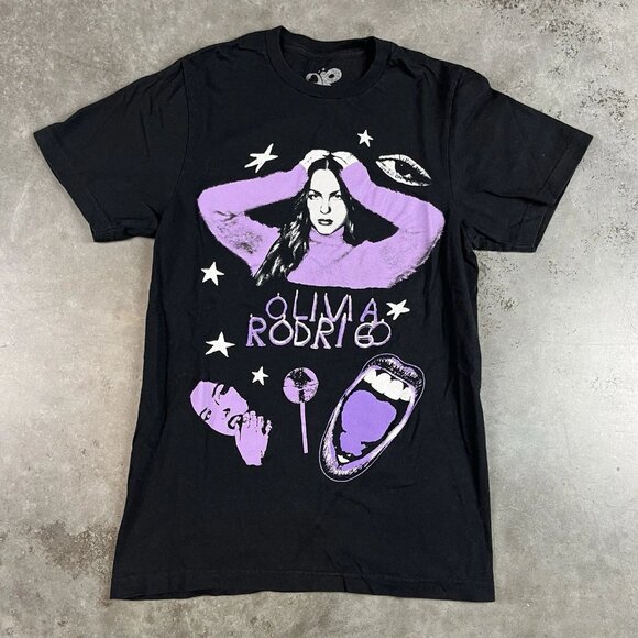 NEW! Olivia Rodrigo Tour T Shirt Adult S Small Black Purple Concert Guts - Picture 1 of 2